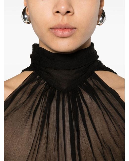 Blusa semitranslúcida de seda Atu Body Couture de color Black