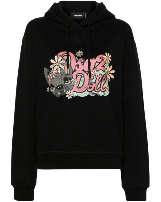 DSquared² Black Hilde Doll Cool Cotton Hoodie