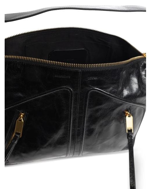 AllSaints Black Jean Rey Leather Shoulder Bag