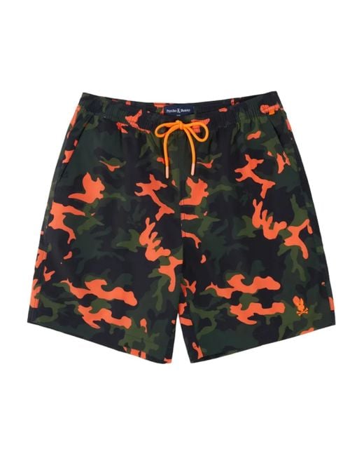 Psycho Bunny Zwembroek Met Camouflageprint in het Red voor heren