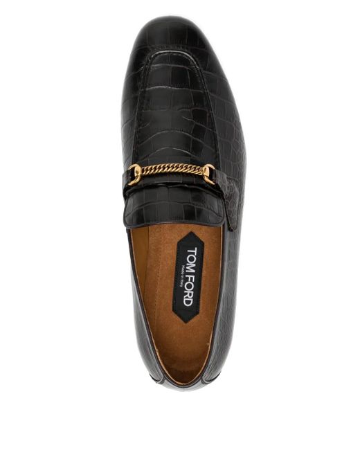 Mocasines con motivo de piel de cocodrilo en relieve Tom Ford de hombre de color Black
