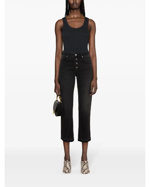 Agolde Black Poppy Ribbed-Knit Tank Top