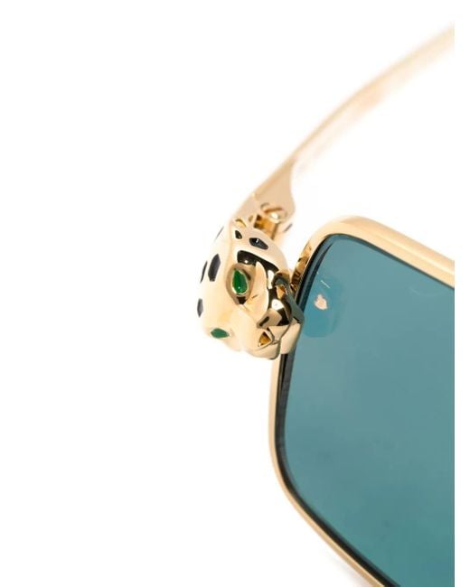 Cartier Blue Rectangle-Frame Sunglasses