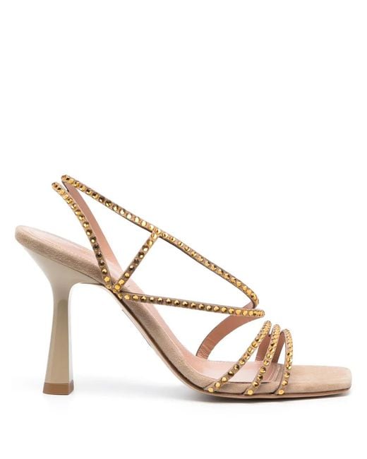 Alberta Ferretti Natural Crystal-Embellished Sandals