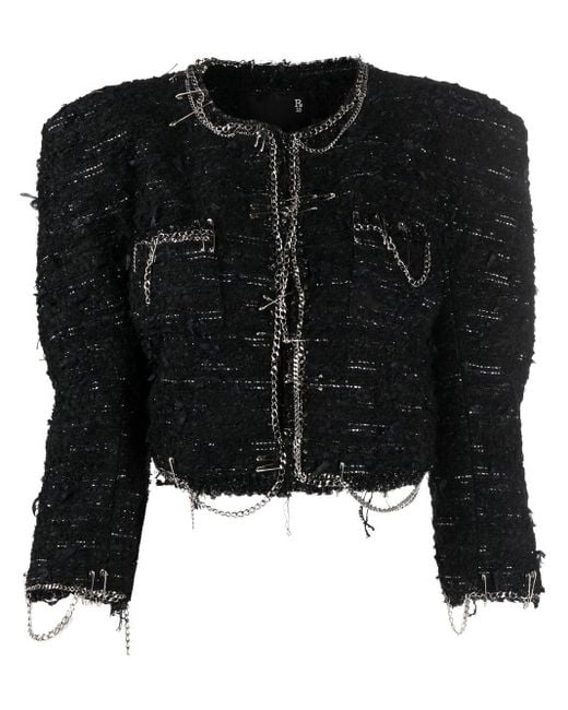 R13 Cropped Tweed Jacket in Black Save 21 Lyst