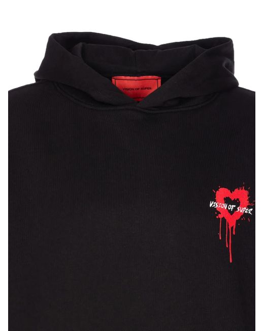 Vision Of Super Blue Heart-Print Hoodie for men
