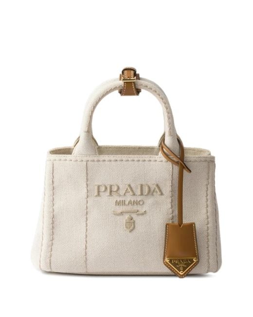 Prada White Giardiniera Mini Logo-Embroidered Tote Bag