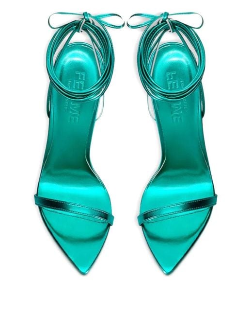 Femme LA Green 120Mm London Lace-Up Sandals