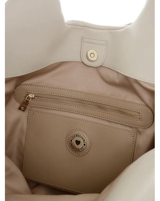 Love Moschino White Logo-Plaque Tote Bag