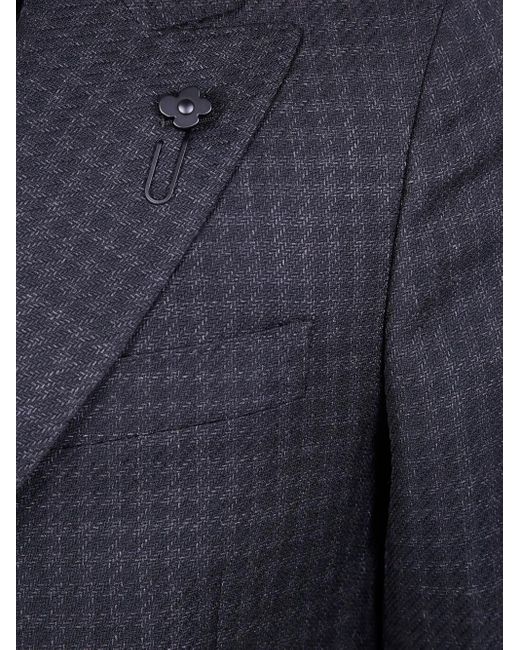 Lardini Blue Houndstooth-Pattern Blazer for men