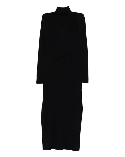 A.P.C. Black Marianna Ribbed Drawstring Dress