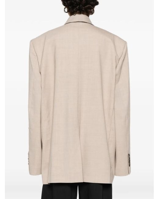 FEDERICO CINA Natural Double-Breasted Blazer