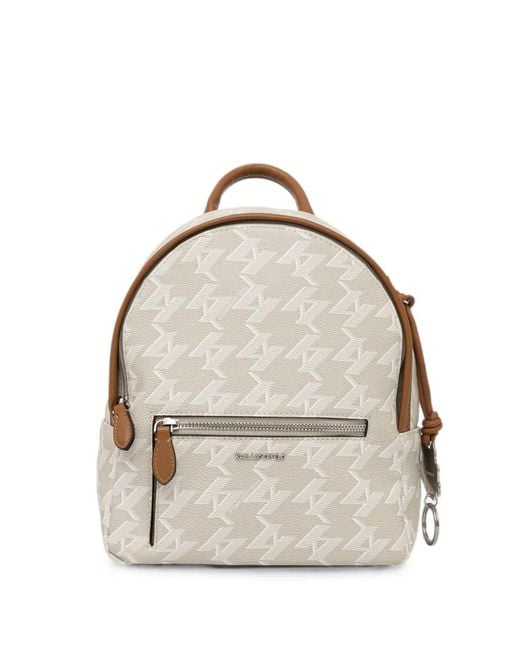 Karl Lagerfeld Natural Ikon Monogram-Print Choupette Backpack