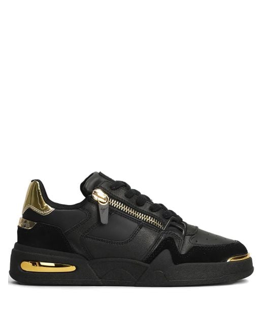 Giuseppe Zanotti Black Zip-Detail Leather Sneakers for men