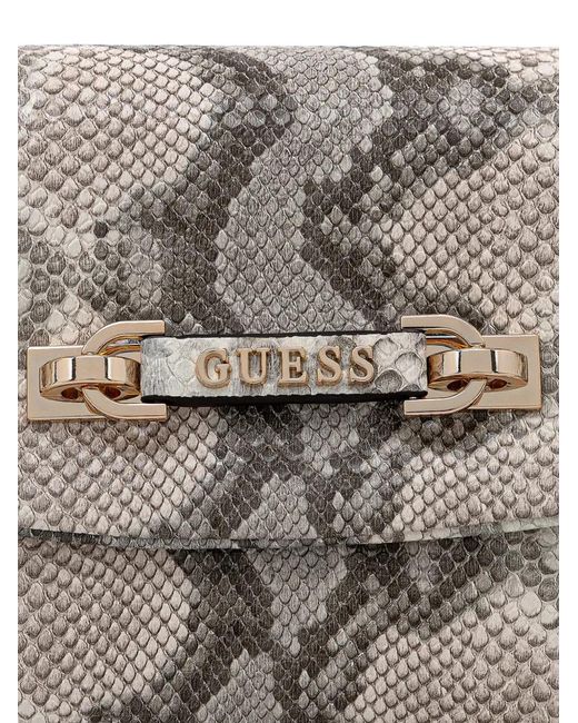 Guess White Snakeskin-Effect Chain Satchel Bag
