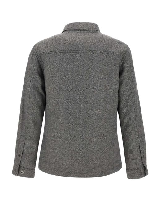 Woolrich Gray Herringbone Chest-Pocket Jacket for men
