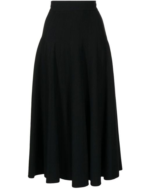 Ermanno Scervino Black Cady Panelled High-waisted Flare Skirt