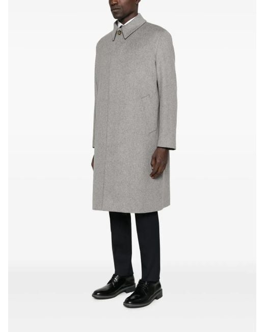 Lardini Gray Buttoned Patch-Pocket Coat for men
