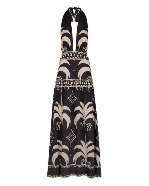 Johanna Ortiz Black Latin Rhythms Printed Cotton Poplin Maxi Dress