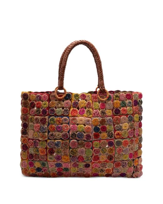 Jamin Puech Paris Brown Mosaique Raffia Tote Bag