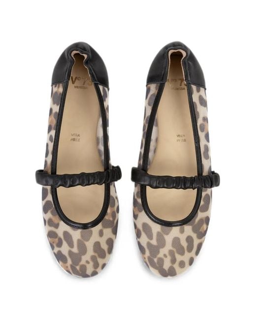 V73 White Karina Leopard-Print Ruched-Strap Ballet Flats