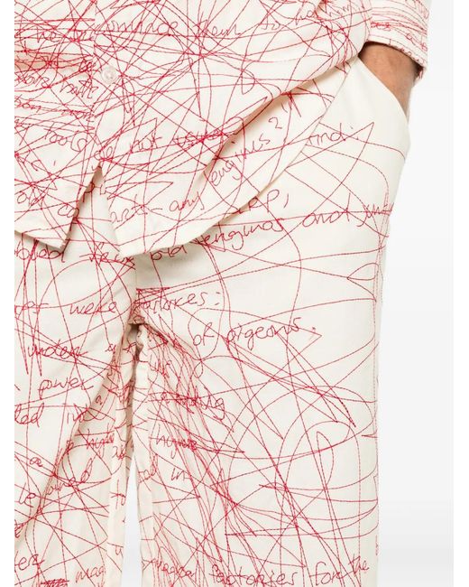 Kidsuper White Scribbled Printed Trousers for men