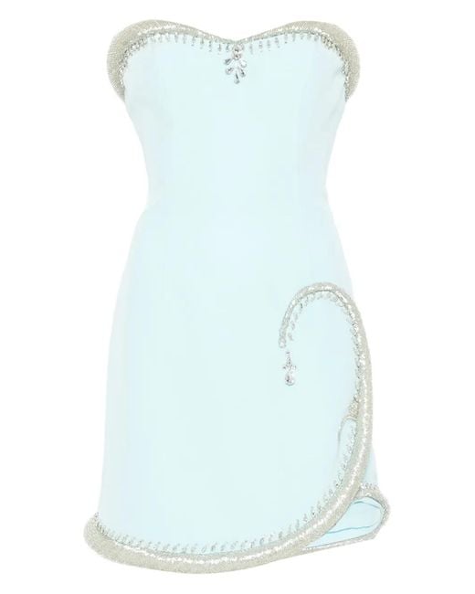 Georges Hobeika Blue Embellished Strapless Dress