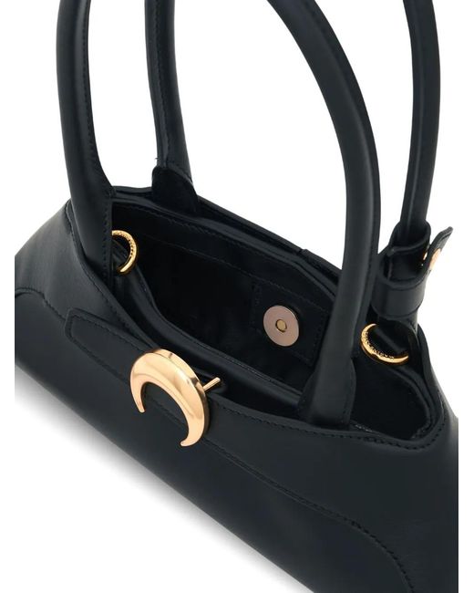 MARINE SERRE Black Mini Aurora Smooth-Leather Tote Bag