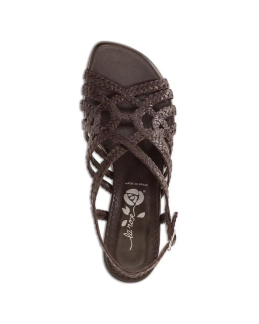 LA ROSE Brown Woven Cage Sandals