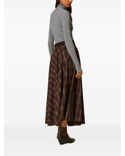 Twinset Brown Myfo Checked Flannel Midi Skirt
