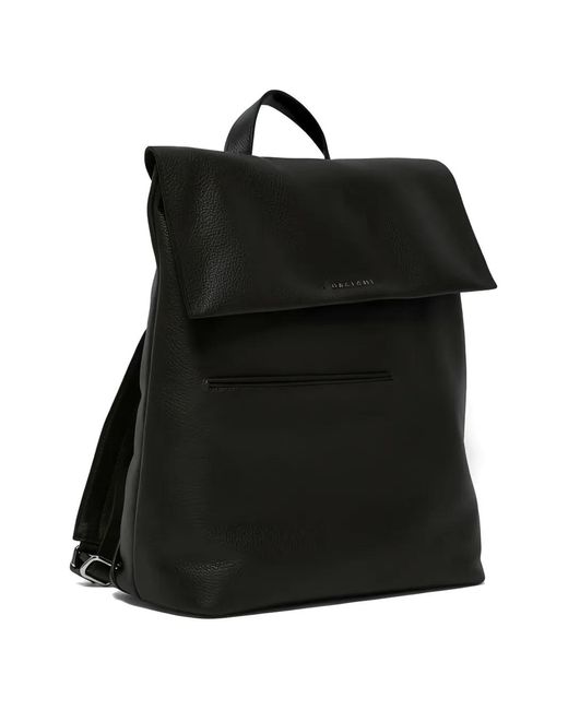Orciani Black Active Micron Pebbled Leather Backpack for men