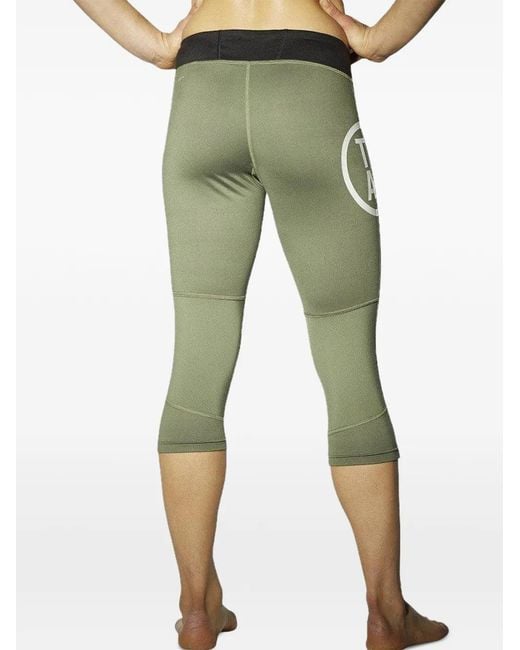 Reebok Green Logo-Print Cropped Leggings