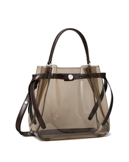 Tory Burch Brown Romy Clear Bucket Bag