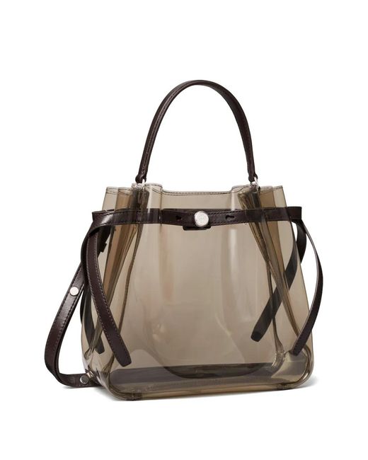 Tory Burch Brown Romy Clear Bucket Bag