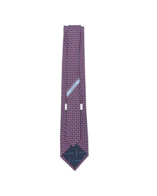 Ferragamo Purple Gancini Links Print Silk Tie for men