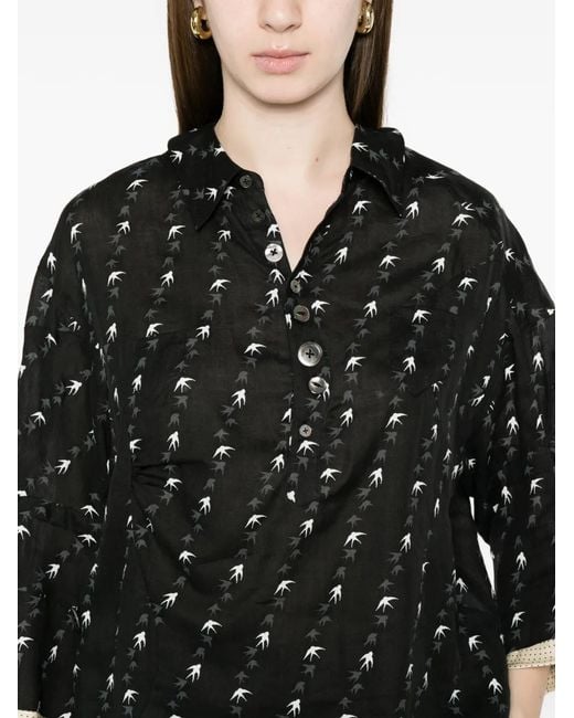 Undercover Black Bird Print Blouse