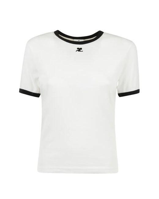 Courreges White Signature Logo-Patch T-Shirt