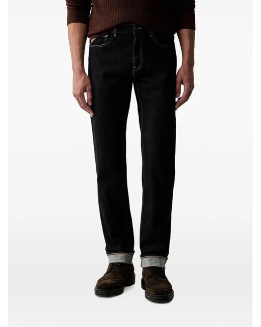 Trussardi Black 380 Contrast-Stitch Regular Jeans for men