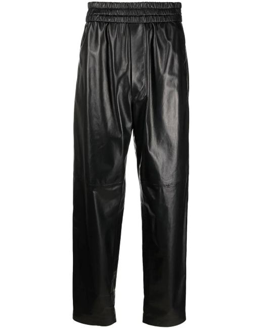 Isabel Marant Gray High-Waist Leather Trousers