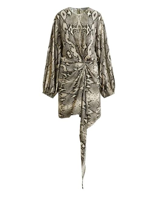 Essentiel Antwerp Gedrapeerde Asymmetrische Jurk Met Ballonmouwen in het Gray