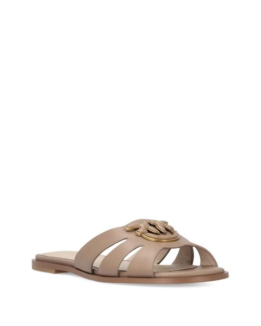Pinko Brown Elegant Leather 'Milly' Slides
