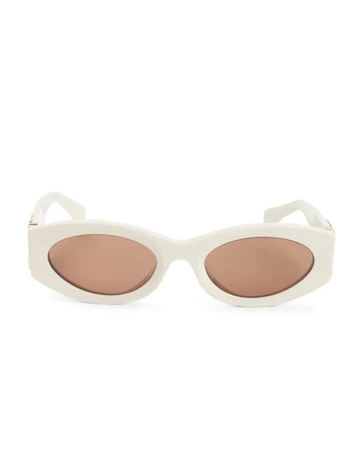 Miu Miu Pink Logo-Detail Oval-Frame Sunglasses