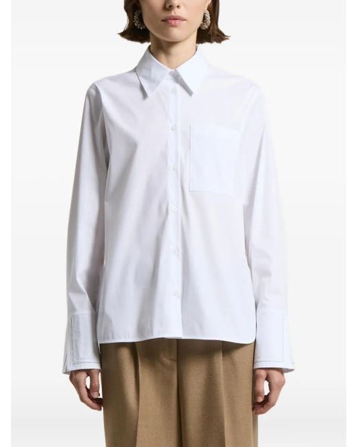 Peserico White Pocket-Cuff Cotton-Blend Shirt