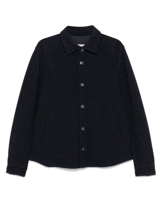 Herno Blue Herringbone Shirt for men