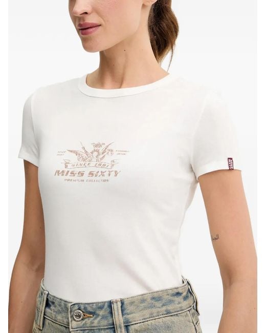 Miss Sixty White Print-Detail T-Shirt