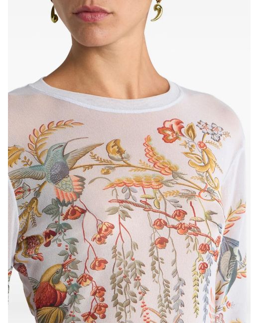 Etro White Flora Fauna-Motif Top