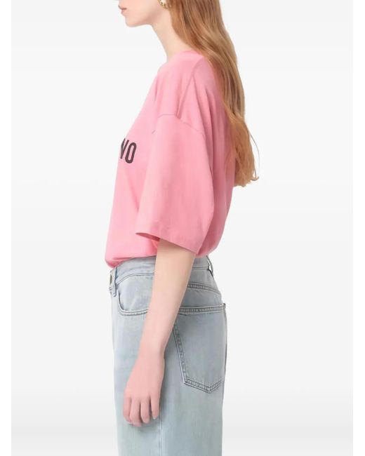 Valentino Garavani Pink Logo-Print T-Shirt