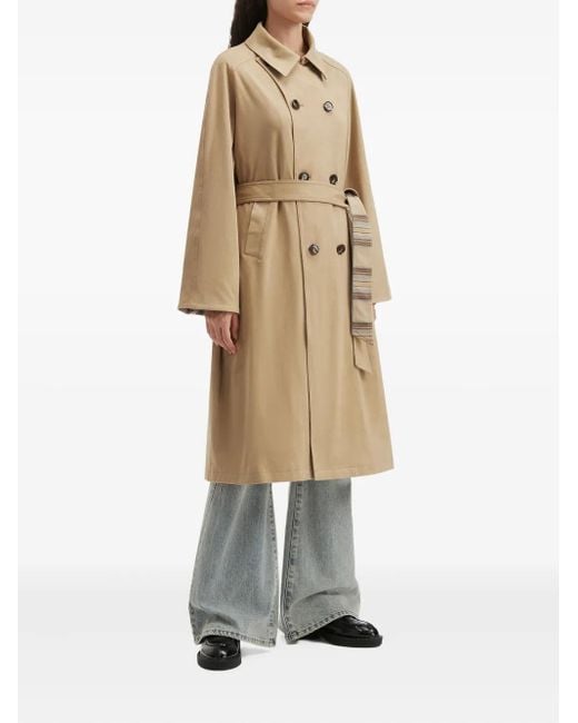 B+ AB Natural Double-Breasted Belted Coat