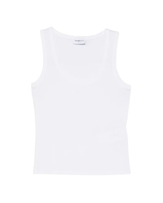 Marella White Ribbed Tank Top