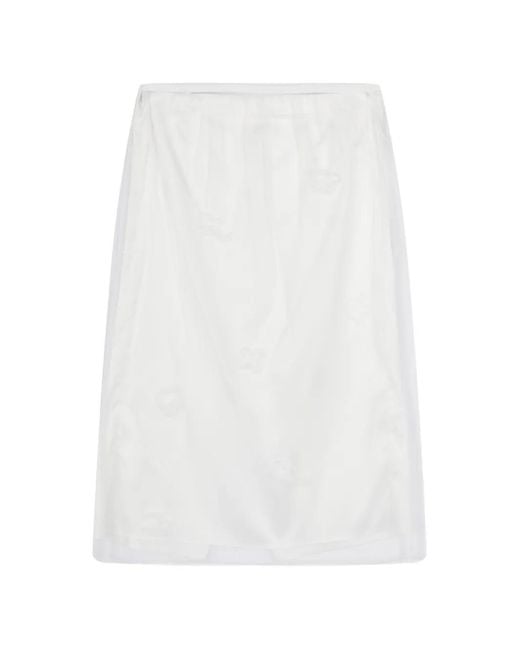 JNBY White Mesh-Embroidered Layered Midi Skirt
